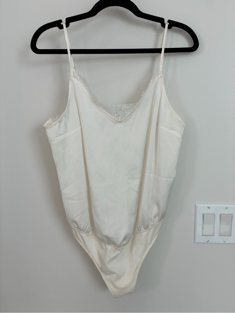 Abercrombie & Fitch Cream Lace-Trim Slip Bodysuit